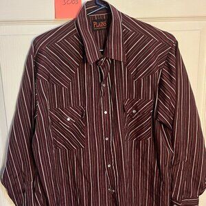 Plains Men's Plaid Print Long Sleeve Pearl Snap Western Shirt